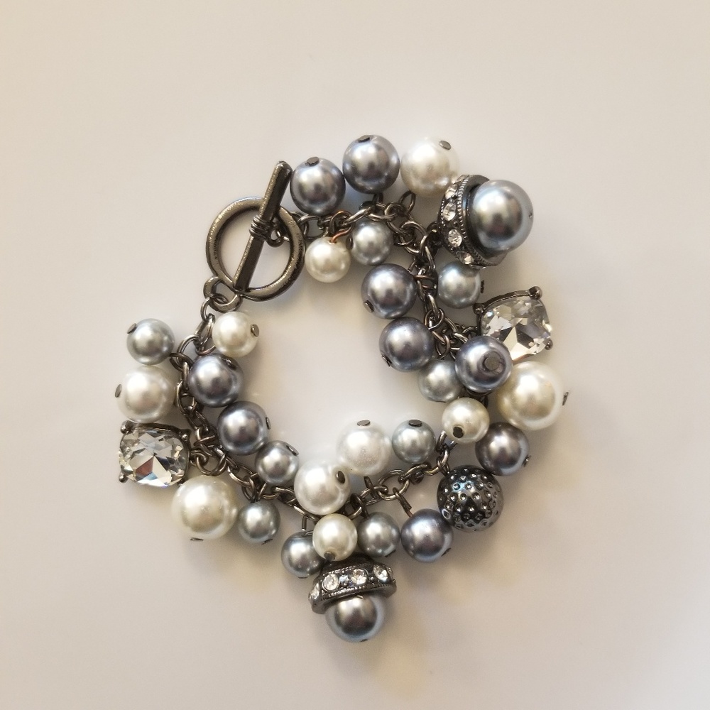Gunmetal plat d brass CZ Bauble Bracelet